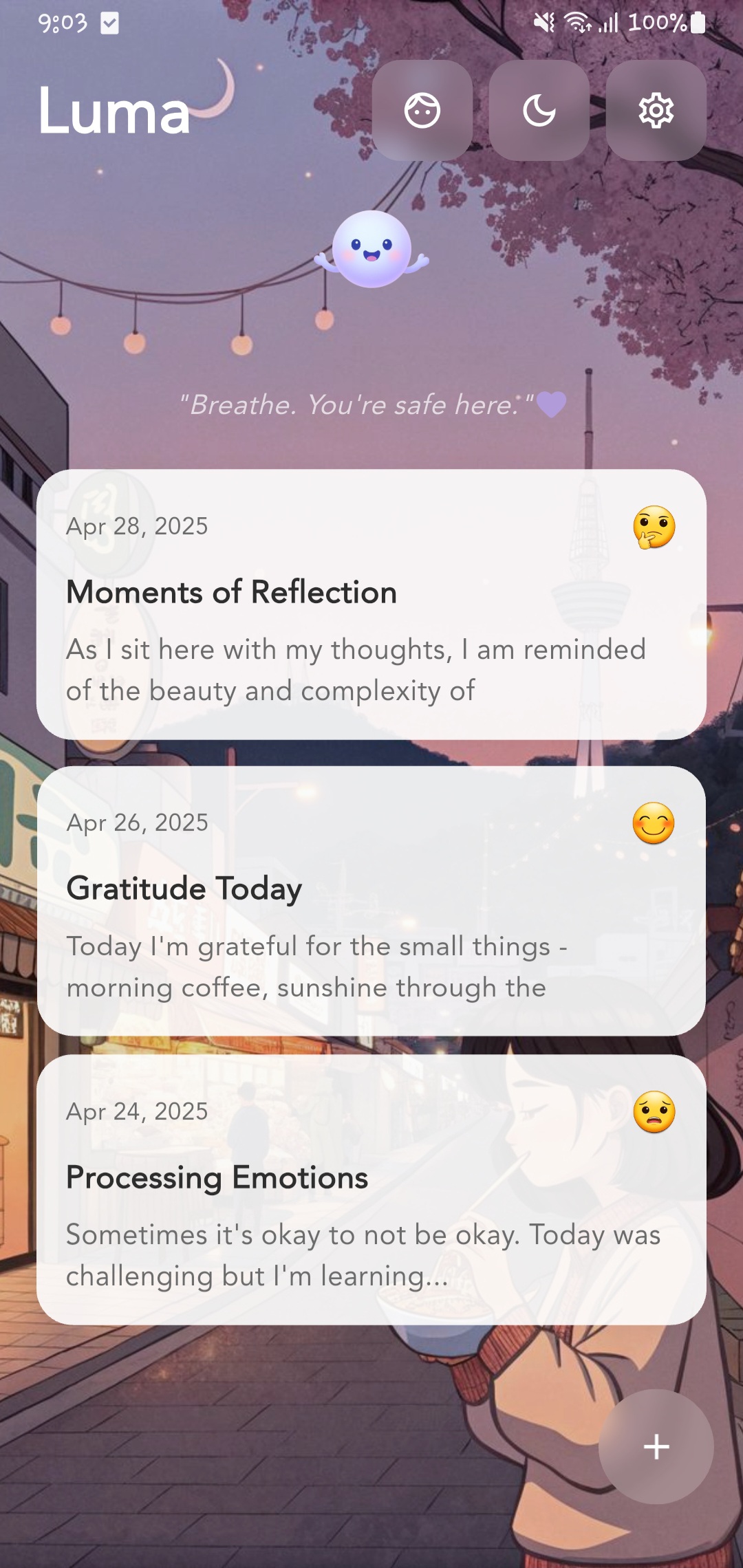 Luma mobile app interface